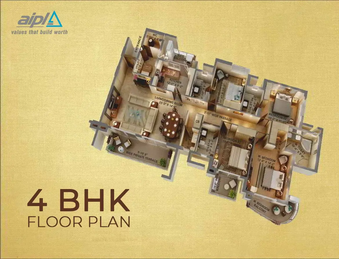 aipl Riviera Gurgaon 4 BHK Floor Plan
